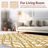 Ultra Soft Area Rug, Non Slip, Stain Resistant, Washable Area Rugs for Living Room, Bedroom, Marble Border Elegant(Gold)