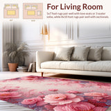 Ultra Soft Area Rug, Non Slip, Stain Resistant, Washable Area Rugs for Living Room, Bedroom, Floral Coquette Doom Decor(Pink)