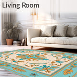 Inspired Tapestry Motif with Faded Botanical and Leaf(Beige)