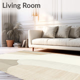 Elegant Striped Boucle Area with Wave and Neutral Beige Tones(Beige)