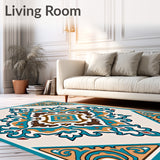 Traditional Paisley Nouveau Revival Distressed Patina(Turquoise)