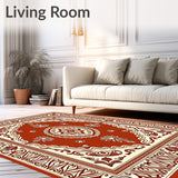 Vintage Medallion Tapestry with Fringe Accents Floor Covering(Brown)