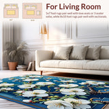 Ultra Soft Area Rug, Non Slip, Stain Resistant, Washable Area Rugs for Living Room, Bedroom, Floral Soft Touch Islamic Prayer Mat(Blue)
