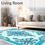 Vintage Damask Flourish with Ornamental Filigree Details (Light Blue) - ODIKA