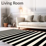 Modern Striped Entryway Black And Beige Porch(Black)