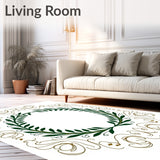 Vintage Laurel Wreath Motif with Festive Interlocking Scrolls(Green)