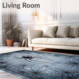 Dark Fantasy Spiderweb Carpet Mysterious Goth Area Rug Decor(Gray)