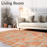 Boho Retro Runner Non Slip Unique Neutral(Orange)