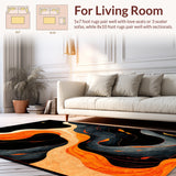 Lava Flow Designer Area Rug with Dramatic Swirling Pattern Elements(Orange)