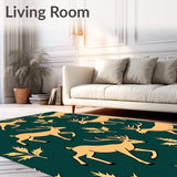 Festive Reindeer Silhouettes with Holly and Pine Needle Motifs(Green)