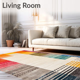Boho Chic Area with Colorful Rainbow Geometric Shapes for Versatile Style(Orange)