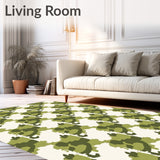 Abstract Watercolor Brushstroke Artistic Distressed Boho Lattice(Green)