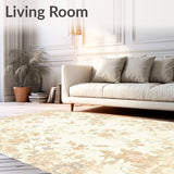 Elegant Botanical Area Beige Hues with Floral Accents(Beige)