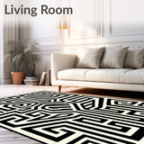 Abstract Monochrome Maze with Asymmetrical Interlocking Paths(Black)