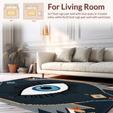 Ultra Soft Area Rug, Non Slip, Stain Resistant, Washable Area Rugs for Living Room, Bedroom, Boho Evil Eye Soft Cotton Runner(Blue)