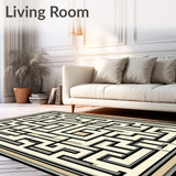Art Deco Inspired Area Showcasing Elegant Maze and Lattice Graphics(Beige)