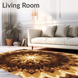 Swirling Cosmic Nebula Tie Dyed Medallion Contemporary Accent(Brown)