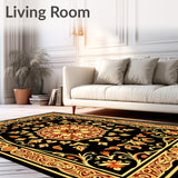 Botanical Flourish with Ornate Floral Medallion Arrangement(Black)