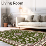 Paisley Teardrop Motif with Traditional Swirl Accents(Green)