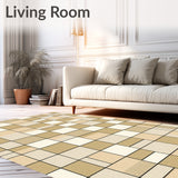 Chic Beige Area Contemporary Checkered for Living Spaces(Beige)