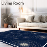 Celestial Constellation Midnight Galaxy Floor Covering(Blue)