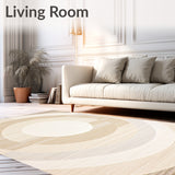 Minimalist Round With Concentric Circular Motifs And Creamy Beige Palette(Beige)