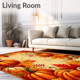 Autumn Harvest Pumpkin Area Rug Festive Fall Welcome Mat(Orange)