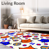 Cheerful Kitten Faces with Playful Yarn Balls and Paw Prints(Orange)