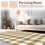 Ultra Soft Area Rug, Non Slip, Stain Resistant, Washable Area Rugs for Living Room, Bedroom, Checkered Shaggy Fluffy(Beige)