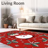 Holiday Wonderland Scene Featuring Cheerful Snowman and Evergreen Sprigs(Red)