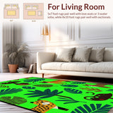 Ultra Soft Area Rug, Non Slip, Stain Resistant, Washable Area Rugs for Living Room, Bedroom, Tropical Jungle Dark Green Nursery Play Rug(Green)