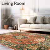 Elimbah Vintage Distressed Circular Featuring Floral Medallion(Red)