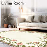 Chic Boho Floral Green Vines Pink Bloom Neutral Tones(Beige)