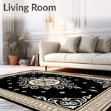 Artisan Medallion Tapestry with Baroque Flourish Motifs(Black)
