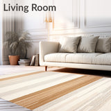 Generous Beige Weave Area Sophisticated Modern Abstract Stripe(Beige)