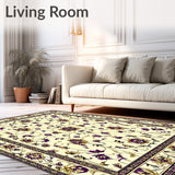 Inspired Floral with Elegant Purple and Gold Accents(Beige)