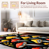 Ultra Soft Area Rug, Non Slip, Stain Resistant, Washable Area Rugs for Living Room, Bedroom, Memory Foam Mushroom Rug(Red)