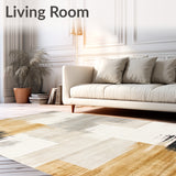 Artistic Brushstroke Area Beige Grey Textural Abstract(Beige)