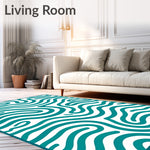 Wave Motif Featuring Interlocking Curves and Fluid Swirls (Teal) - ODIKA