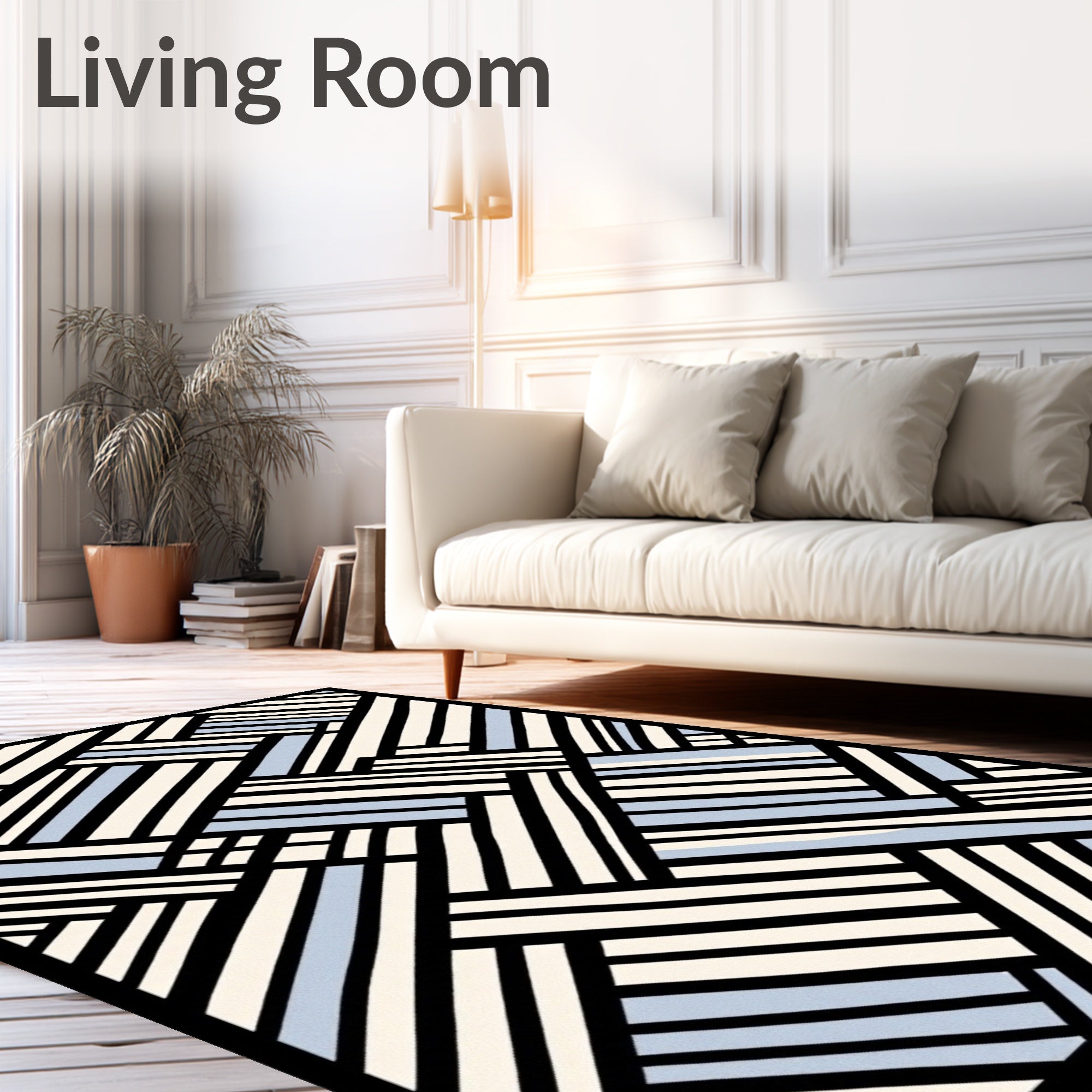 Scandinavian Chevron Herringbone Vacuum Safe Floor (Black) - ODIKA