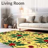 Vintage Holiday Holly Leaf With Elegant Festive Motifs(Yellow)