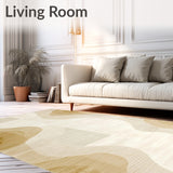 Beige Ombre Wavy Edge Area Modern Non Slip(Beige)