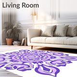 Hexagonal Floral Blossom Medallion Decorative Accent (Purple)