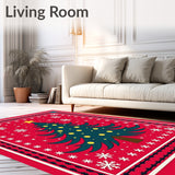 Joyful Winter Celebration Circular Floor Covering Seasonal(Red)