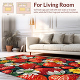 Boho Summer Fruits Mat Strawberries and Floral(Red)