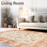 Boho Floral Area Vintage Cream & Terracotta(Beige)