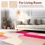 Ultra Soft Area Rug, Non Slip, Stain Resistant, Washable Area Rugs for Living Room, Bedroom, Abstract Geometric Faded(Orange)