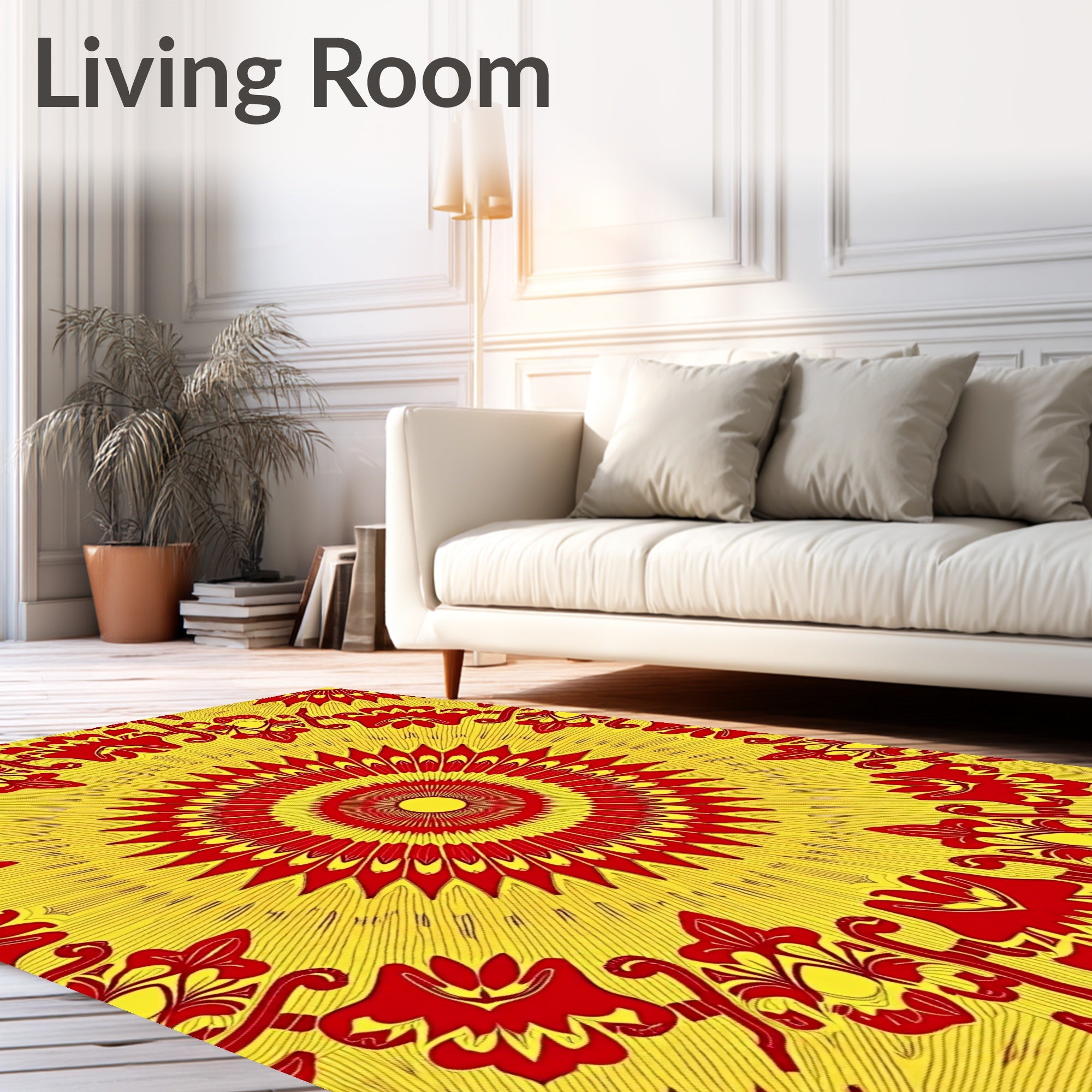 Kaleidoscope Flower Burst with Radiating Petal Design (Red) - ODIKA