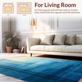 Cerulean Echo Aqua Haze Subtle Stripe Floor Art(Blue)