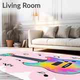 Melodic Fretboard Jam Session Artistic Strings Composition Tapestry(Pink)